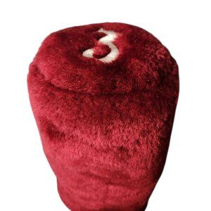 Golf Club Fairway 3-Wood Headcover Head Cover Plush Dark Red White Unbranded
